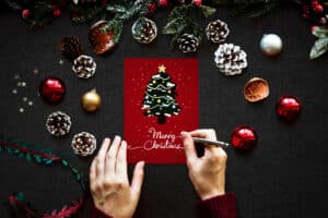 frase de navidad de empresa en tarjeta navideña