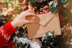 tarjetas de navidad de empresa en el arbol de navidad